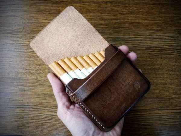 Stylish leather cigarette case - two tone