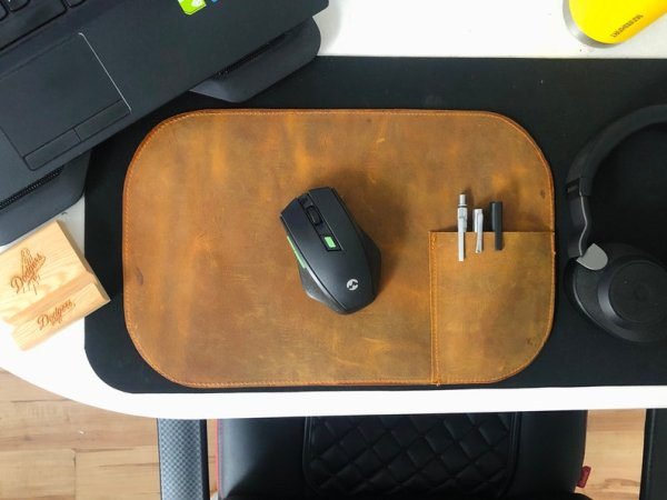 Leather Mouse Pad Leather Hand Crafted Desk Pad, Desk Accessories, Leather Computer Pad,  Office Desk Pad - Image 3