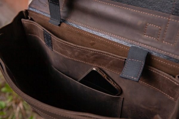 Leather laptop bag for men, High quality top grade cow leather bag - Brown - Image 5