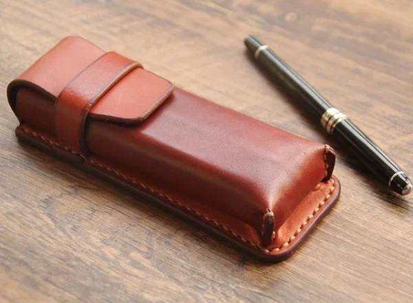 Luxury Genuine Leather Pen Pencil Bag pen Case Vintage Retro Style Creative Office Travel School Stationary Accessories