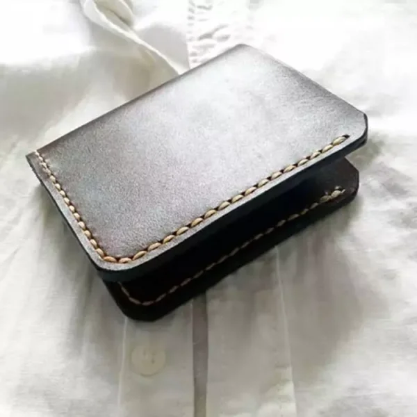 Vegetable Tanned cow Leather Handmade Mens Wallet Vintage Genuine Leather for Men - Image 3