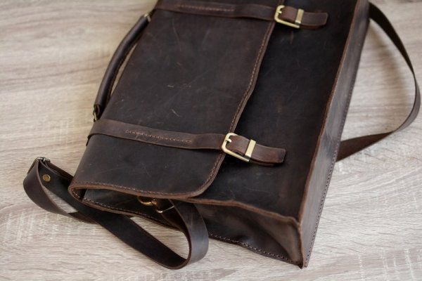 Leather messenger bag - Leather briefcase - Handmade leather bag - Leather Laptop bag - leather document bag - Image 3