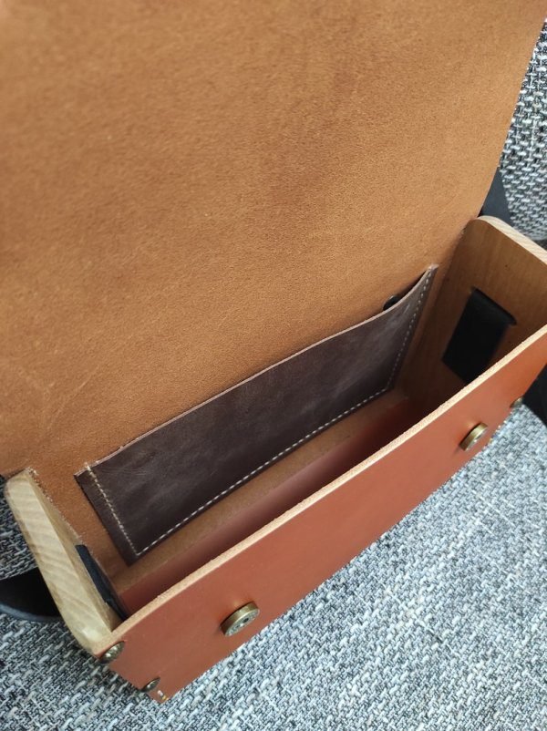Wood Leather Crossbody bag, Leather purse, Leather bag, Wooden shoulder bag for women - Image 4