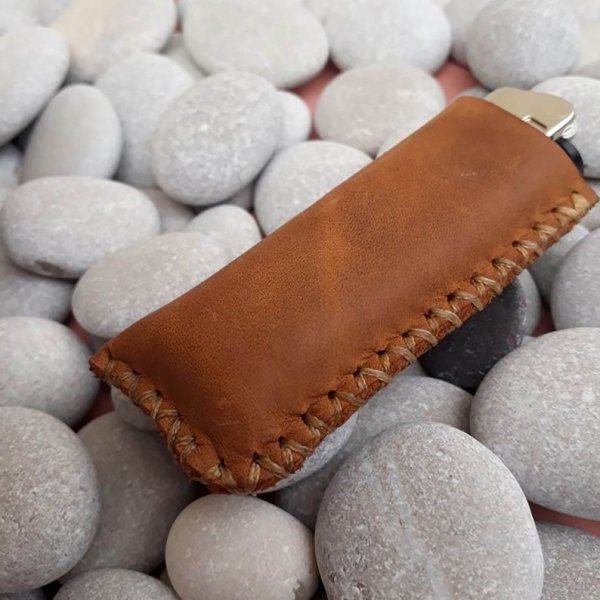 Leather Cigarette Case, Handmade, Cigarette Box With lighter Case and Belt Loop - Image 3