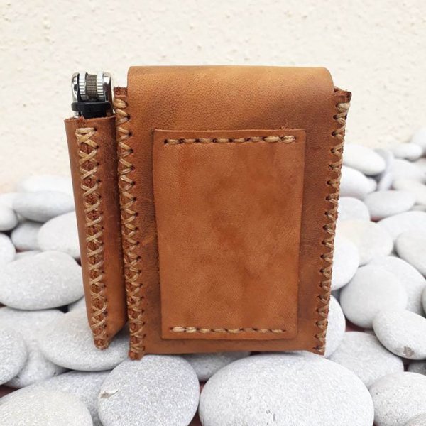 Leather Cigarette Case, Handmade, Cigarette Box With lighter Case and Belt Loop - Image 2