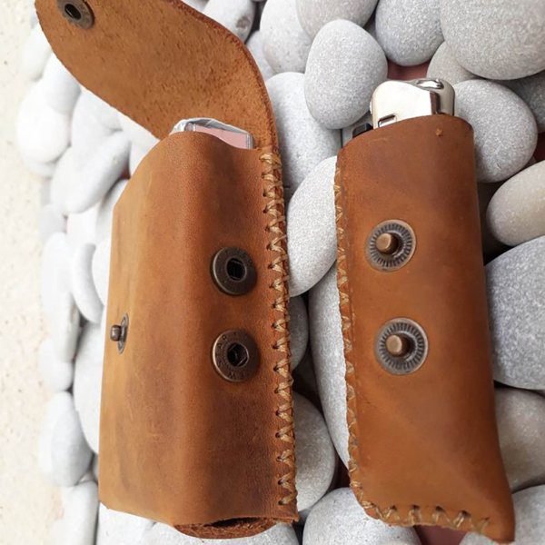 Leather Cigarette Case, Handmade, Cigarette Box With lighter Case and Belt Loop - Image 5