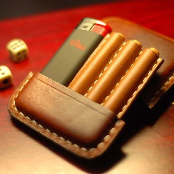 Vintage Leather Cigarette Case, mini cigarette case - Image 3