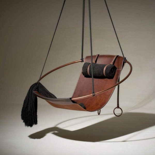 Leather Swing Chair/ Handmade Swing Chair-Black/Brown/Dark Brown