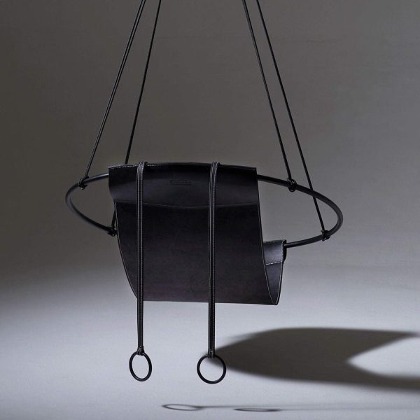 Leather Swing Chair/ Handmade Swing Chair-Black/Brown/Dark Brown - Image 5