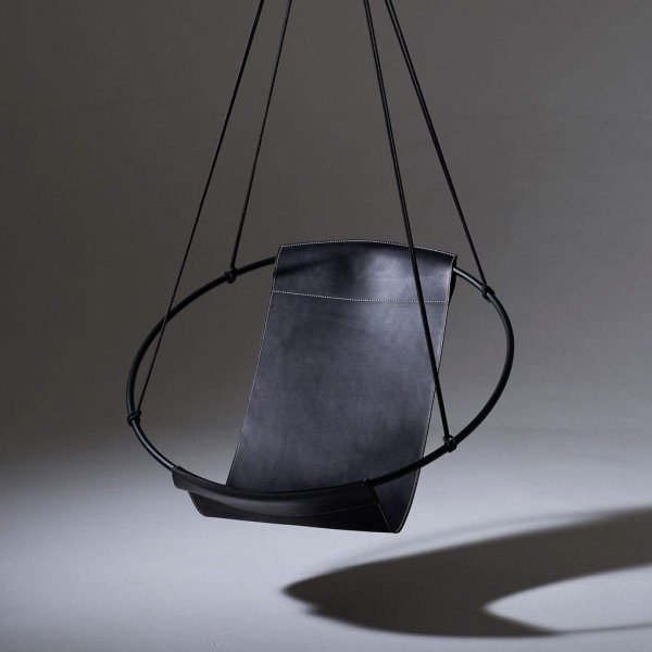 Leather Swing Chair/ Handmade Swing Chair-Black/Brown/Dark Brown - Image 4