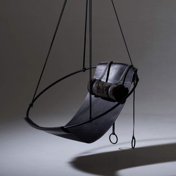 Leather Swing Chair/ Handmade Swing Chair-Black/Brown/Dark Brown - Image 2