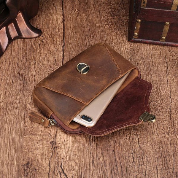 Fashion Bum Bag Waist Pack Men Women Leather Waist bag Belt bag Pack On Belt Pouch Genuine Leather Outdoor Phone Pouch Cigarette Tissue case - Image 4