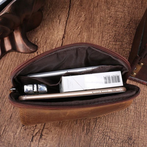 Fashion Bum Bag Waist Pack Men Women Leather Waist bag Belt bag Pack On Belt Pouch Genuine Leather Outdoor Phone Pouch Cigarette Tissue case - Image 3