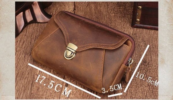 Fashion Bum Bag Waist Pack Men Women Leather Waist bag Belt bag Pack On Belt Pouch Genuine Leather Outdoor Phone Pouch Cigarette Tissue case - Image 2