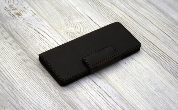 Vintage handmade leather log wallet unisex leather long wallet - Dark Brown - Image 3