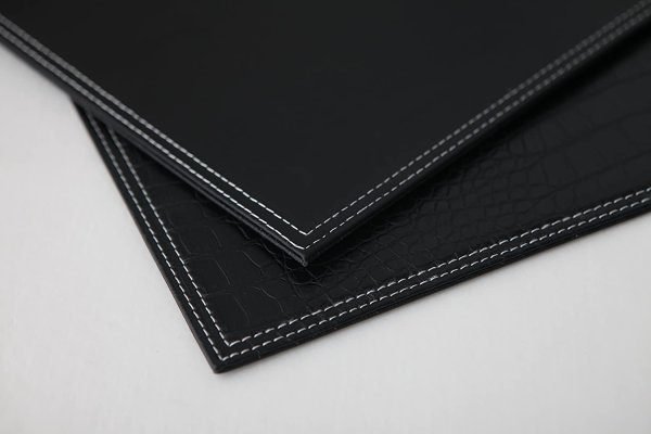 Set of 4 Leather Dining Mats Crocodile Pattern Durable Cow Leather Mats  16"x12" Heat & Stain Resistant Easy to Clean, Home & Office Decor (Black) - Image 3
