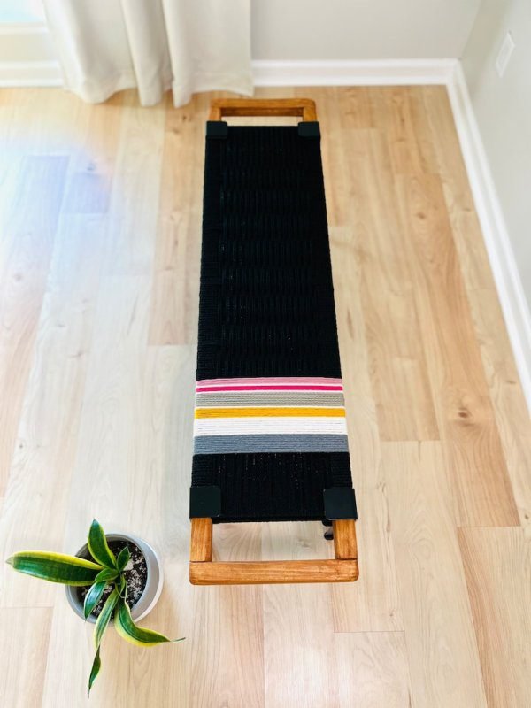 Hand Woven Bench •Stylish Bench Mid Century Woven Bench • Modern Entryway Bench • End Bench • Metal Bench • Charpoy Bench, Hand Woven Bench