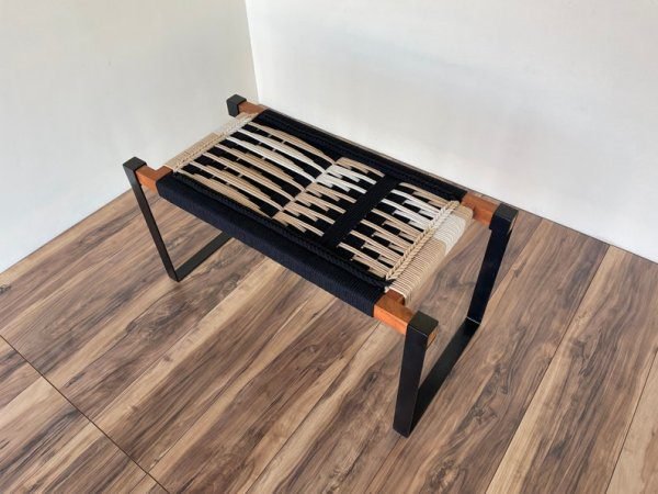 Hand Woven Bench •Stylish Bench Mid Century Woven Bench • Modern Entryway Bench • End Bench • Metal Bench • Charpoy Bench, Hand Woven Bench - Image 4