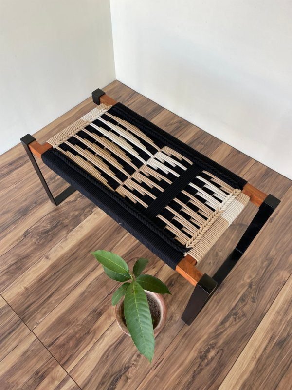 Hand Woven Bench •Stylish Bench Mid Century Woven Bench • Modern Entryway Bench • End Bench • Metal Bench • Charpoy Bench, Hand Woven Bench