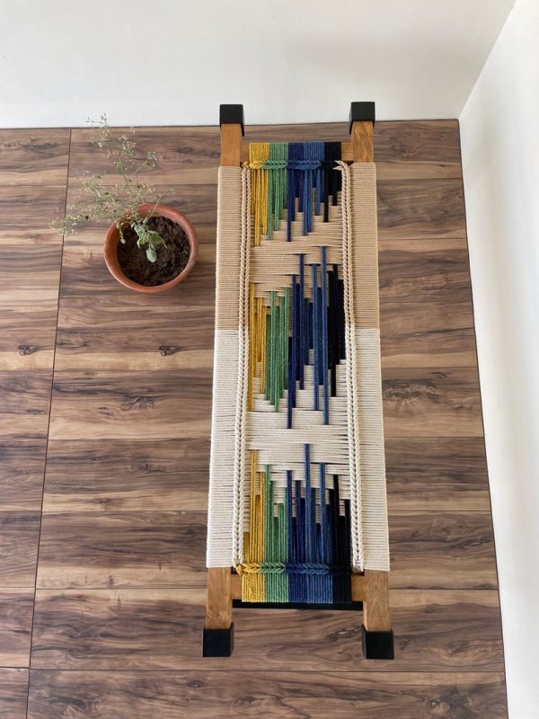 Hand Woven Bench • Mid Century Woven Bench - Image 4