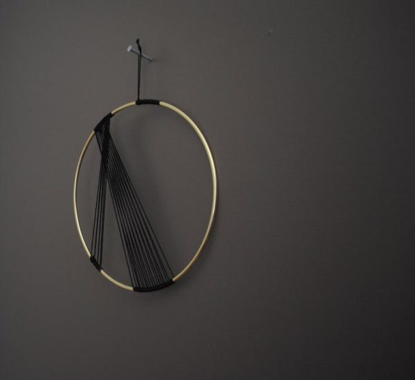 20 Inch black and gold STRING wall art - unique, art deco chic, geometric, string art, minimalist, lines,modern, hanging, circle,art - Image 2
