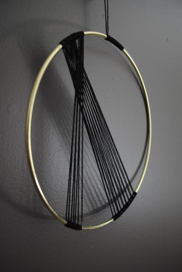 20 Inch black and gold STRING wall art - unique, art deco chic, geometric, string art, minimalist, lines,modern, hanging, circle,art - Image 3