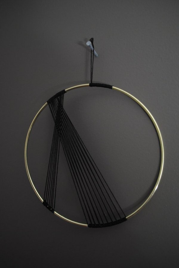 20 Inch black and gold STRING wall art - unique, art deco chic, geometric, string art, minimalist, lines,modern, hanging, circle,art - Image 4