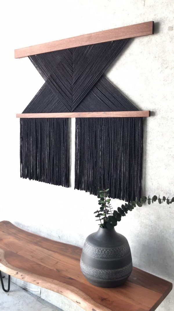 Mid century wall hanging, Hand woven accent macrame - Image 2