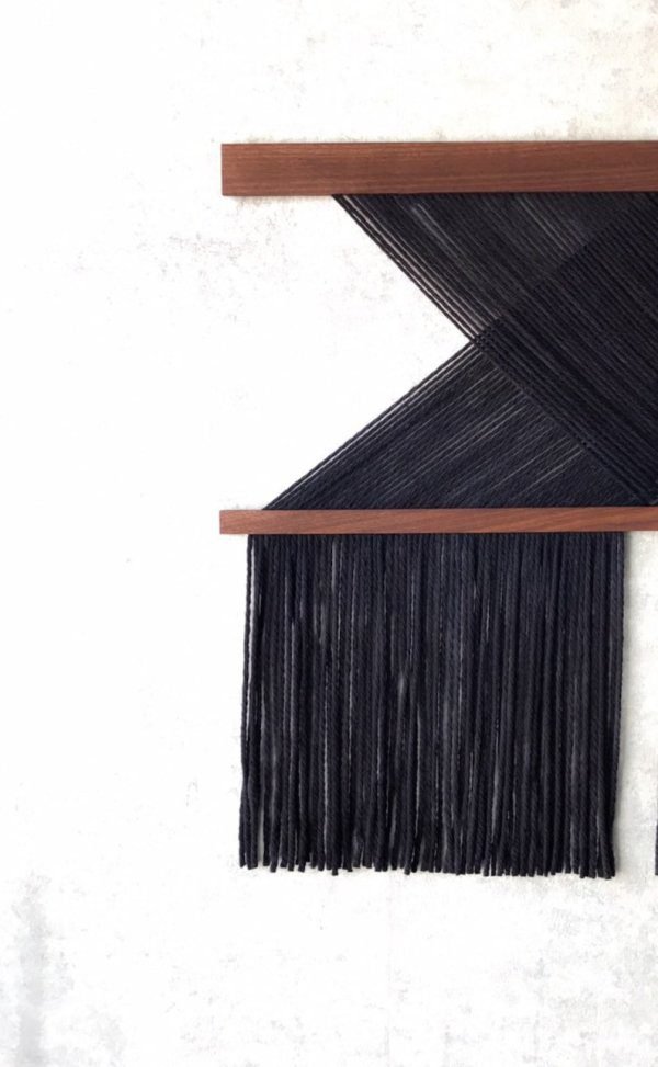 Mid century wall hanging, Hand woven accent macrame - Image 3