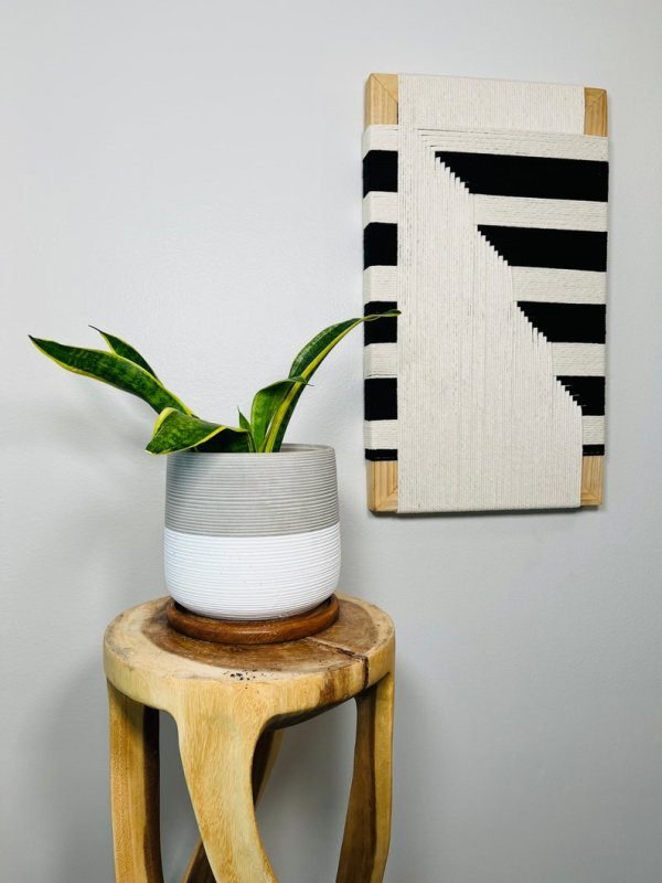 Mid-Century Modern / Minimalist Wood Framed Hand Woven Wall Art Decor