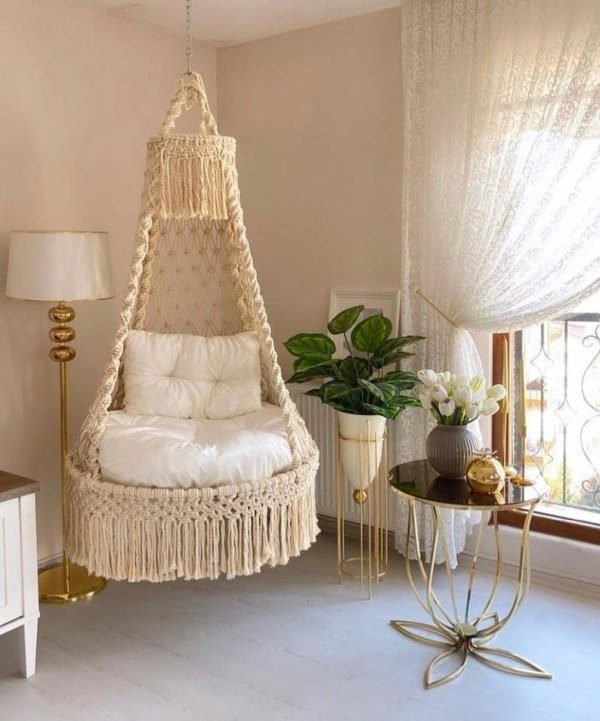 Luxury Macrame Swing Chair, Handmade Macrame Swing, Decorative Swing Stylish Hammock