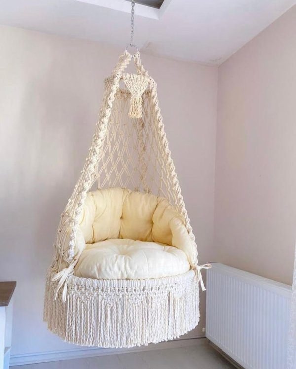 Luxury Macrame Swing Chair, Handmade Macrame Swing, Decorative Swing Stylish Hammock - Image 2