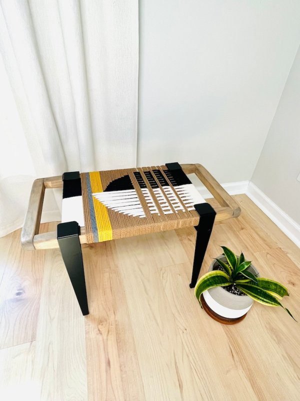 Hand Woven Bench •Stylish Bench Mid Century Woven Bench