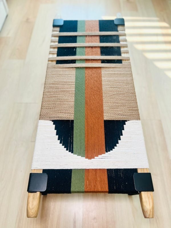 Hand Woven Bench •Stylish Bench Mid Century Woven Bench - Image 4