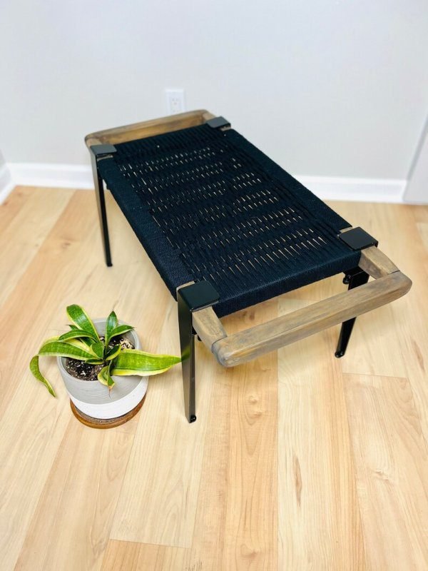 Hand Woven Bench •Stylish Bench Mid Century Woven Bench