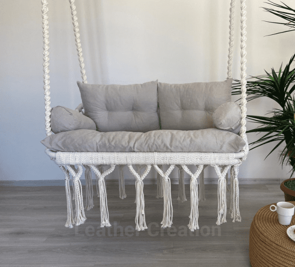 Macrame Hammock Chair, Swing for 2 persons, Macrame Hanging Chair, Swing Chair, Indoor Swing, Macrame Swing Chair, Boho Chair, Hanging Chair in Bedroom