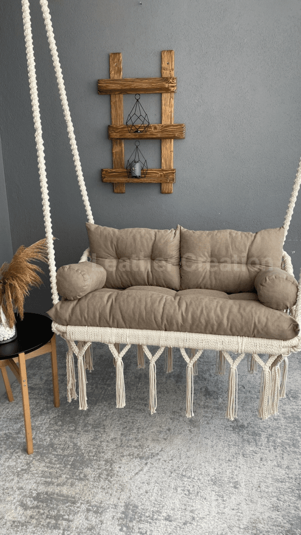 Macrame Hammock Chair, Swing for 2 persons, Macrame Hanging Chair, Swing Chair, Indoor Swing, Macrame Swing Chair, Boho Chair, Hanging Chair in Bedroom - Image 5