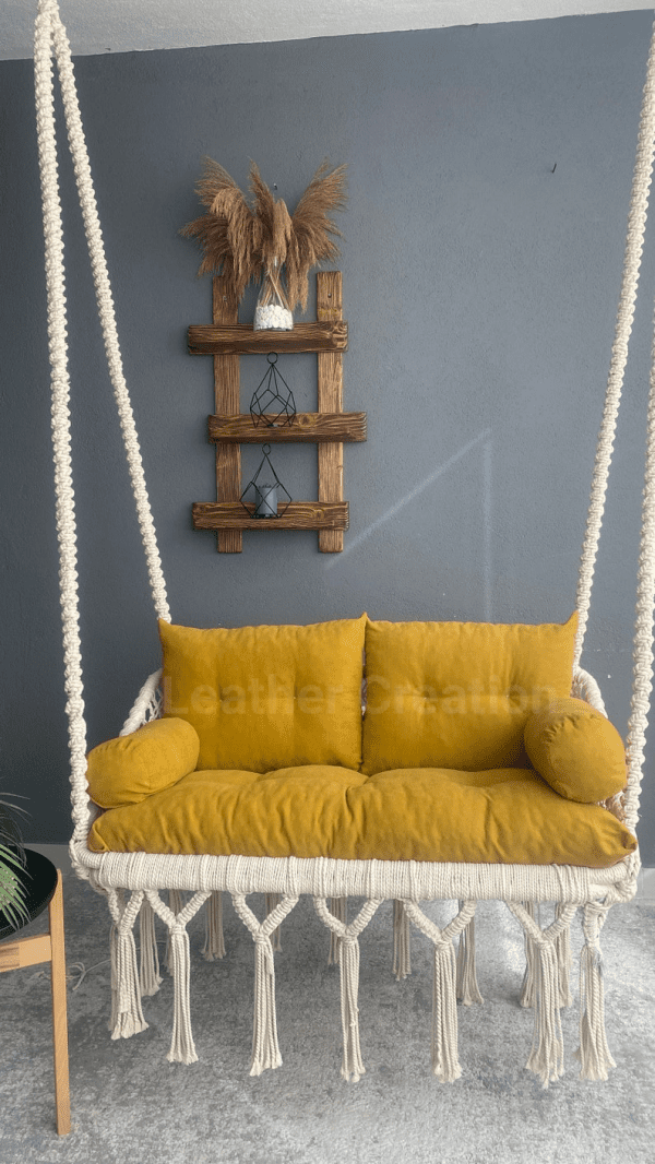 Macrame Hammock Chair, Swing for 2 persons, Macrame Hanging Chair, Swing Chair, Indoor Swing, Macrame Swing Chair, Boho Chair, Hanging Chair in Bedroom - Image 3