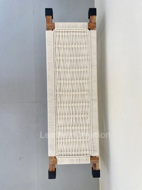 Modern Entryway Bench • Woven Bench • End Bench • Metal Bench • Charpoy Bench, Hand Made Woven Bench - Image 4
