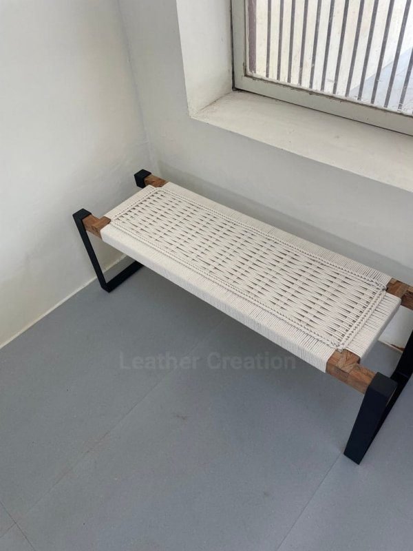 Modern Entryway Bench • Woven Bench • End Bench • Metal Bench • Charpoy Bench, Hand Made Woven Bench - Image 3