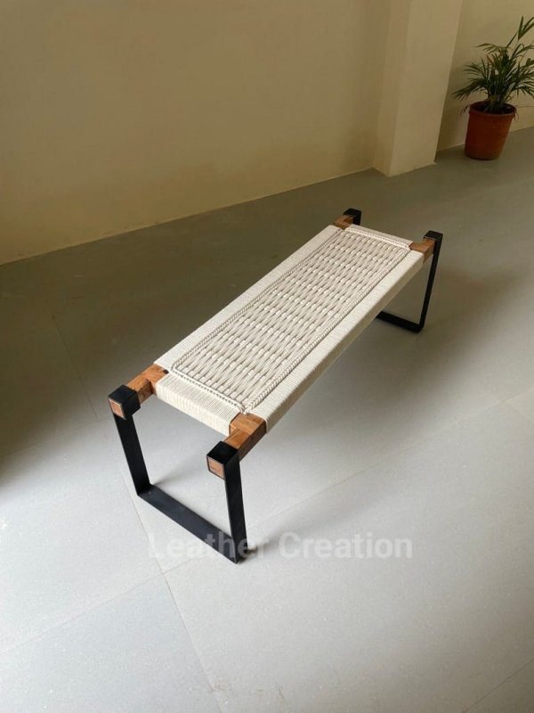 Modern Entryway Bench • Woven Bench • End Bench • Metal Bench • Charpoy Bench, Hand Made Woven Bench