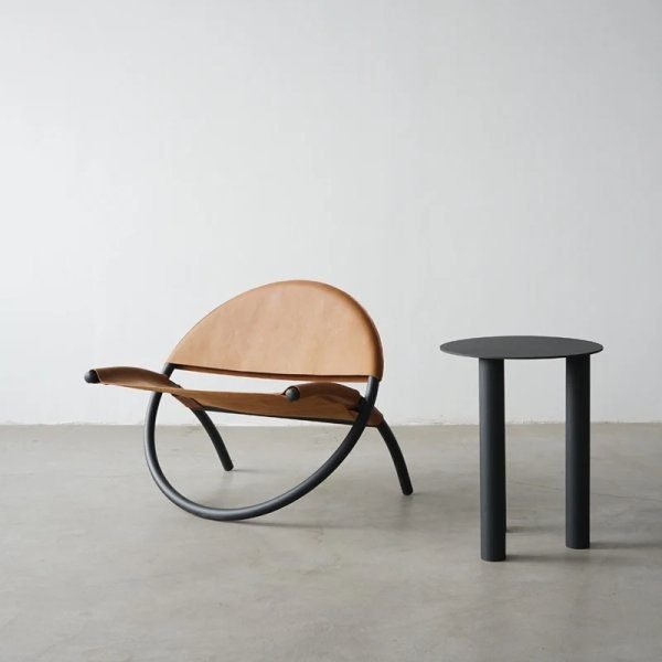Directors Chair, Leather Chair, Round Metal Chair wrapped in thick Buffalo Leather, Work Chair, 