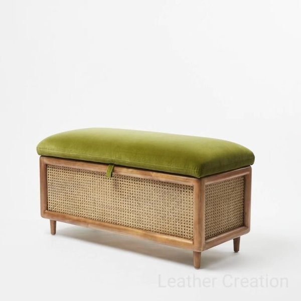Handmade Rattan Storage Ottoman / Bench with storage/ storage bench / End of Bed Storage Bench - Image 4