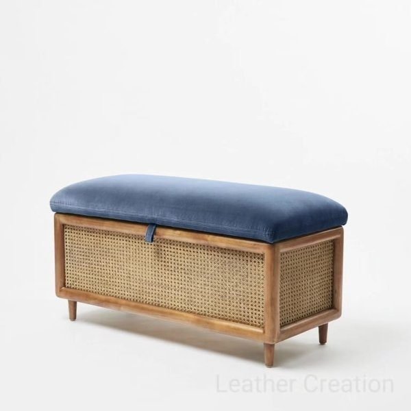Handmade Rattan Storage Ottoman / Bench with storage/ storage bench / End of Bed Storage Bench - Image 2