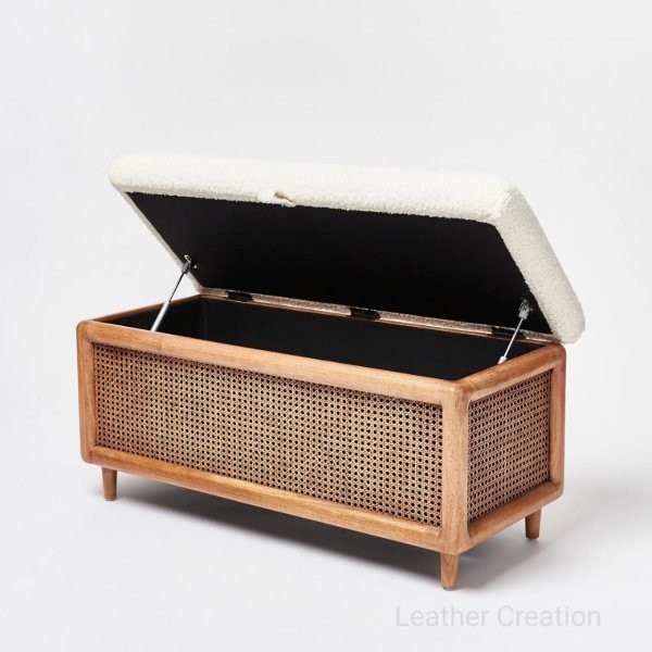 Handmade Rattan Storage Ottoman / Bench with storage/ storage bench / End of Bed Storage Bench - Image 5
