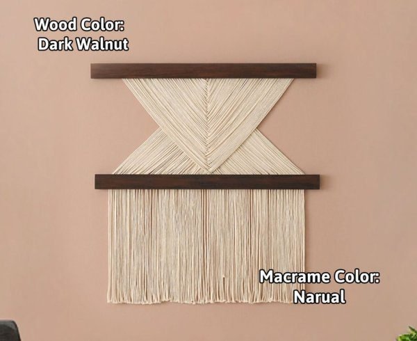 Mid century wall hanging, Hand woven accent macrame - Image 4