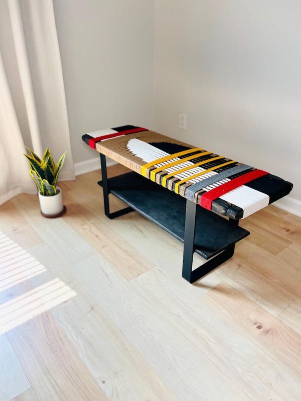 Mid Century Hand Woven Bench - Bed end Bench - Image 3
