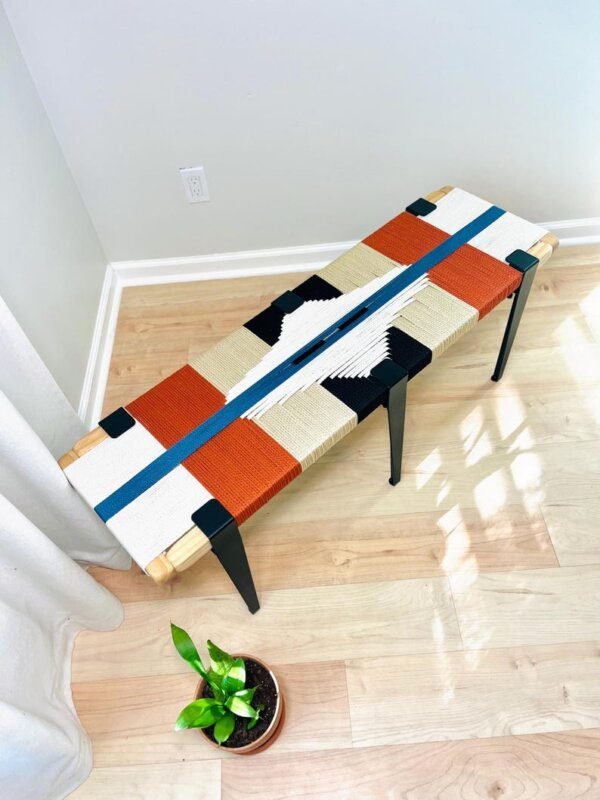 Mid-Century Modern Style Bench - Mudroom / Entryway Bench - End Of Bed Stool - Image 2
